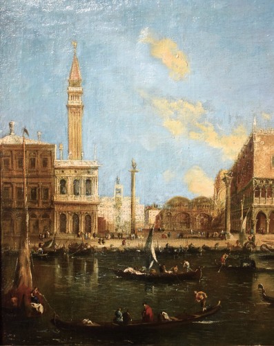 Tableaux et dessins Tableaux XVIIIe siècle - Venise, le Bassin de Saint-Marc - Atelier de Francesco Guardi (1712-1793)